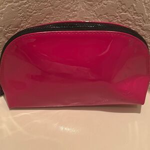 YSL Beaute Zip Around Cosmetic Travel Beauty Bag Pink Glossy Faux Leather NWT